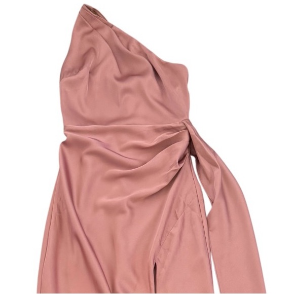 Lulus Signature Elegance Satin Asymmetrical One-Shoulder Maxi Dress, Rose, XS - Picture 8 of 16